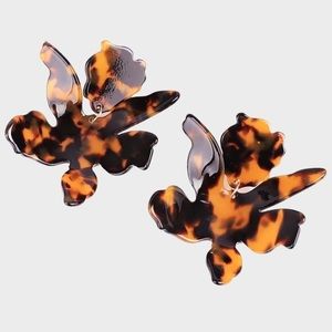 Anthropologie Paper Lily Oversized Tortoise Resin Drop Earrings